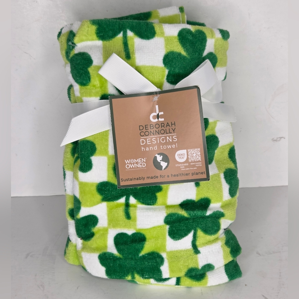 Deborah Connolly Designs Green Shamrock Checkered Kitchen‎ Hand Towels